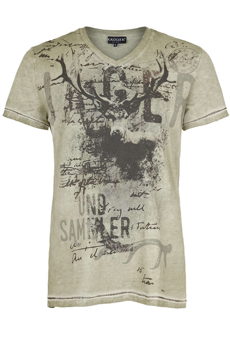 Herren Trachten T-Shirt 'Jäger und Sammler' oliv