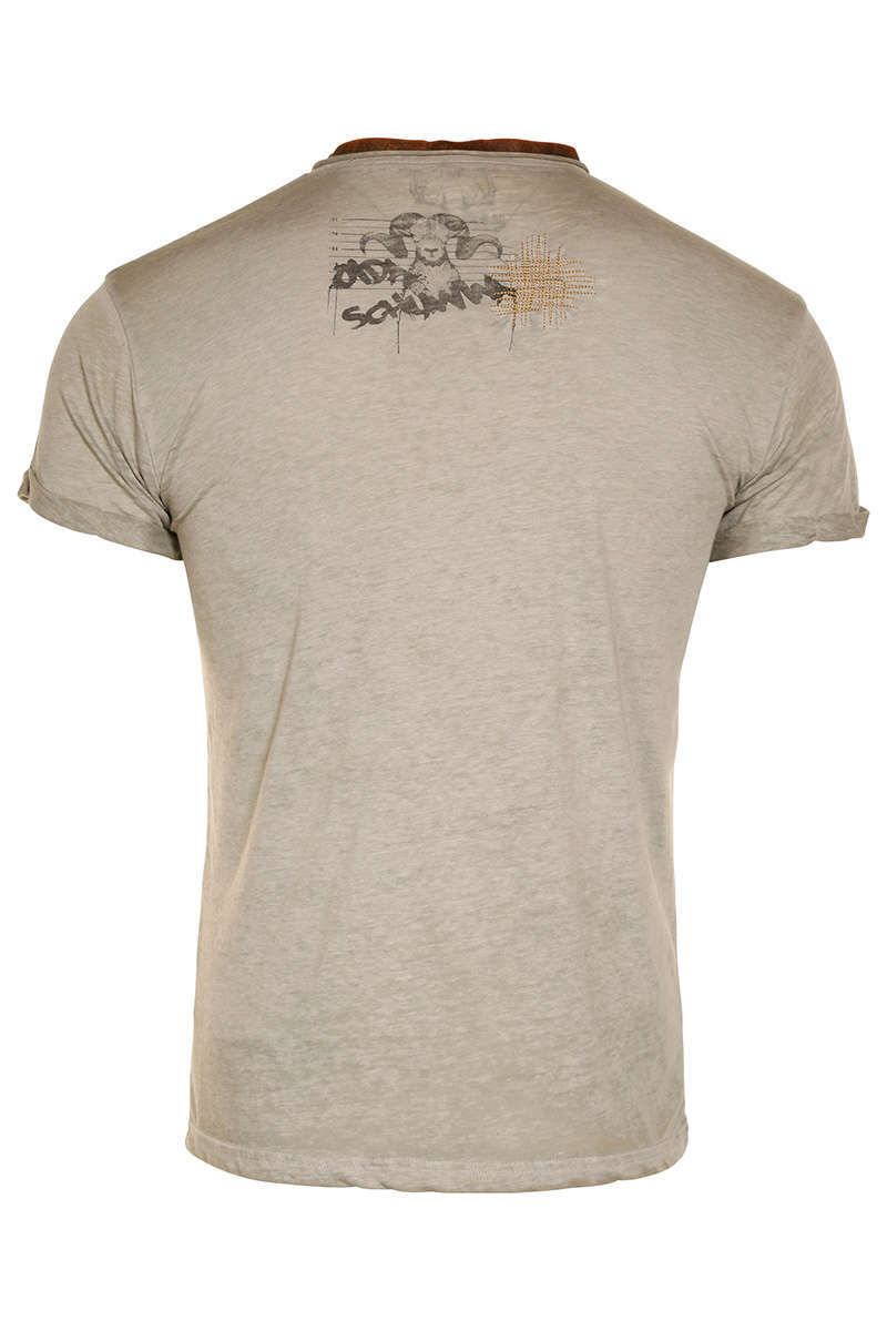 Herren Trachten T-Shirt 'Oida Schlawina' olivgrau Bild 2