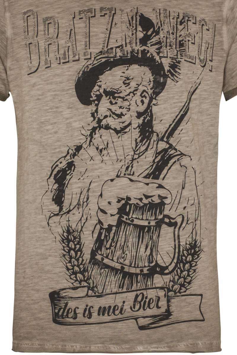Herren T-Shirt 'Bratzn weg, des is mei Bier' beige Bild 2