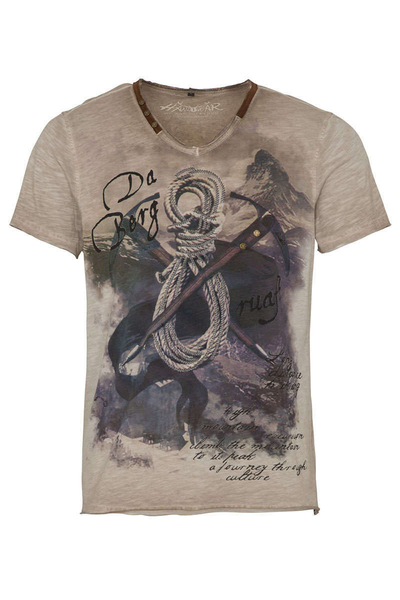 Herren T-Shirt 'Da Berg ruaft' beige