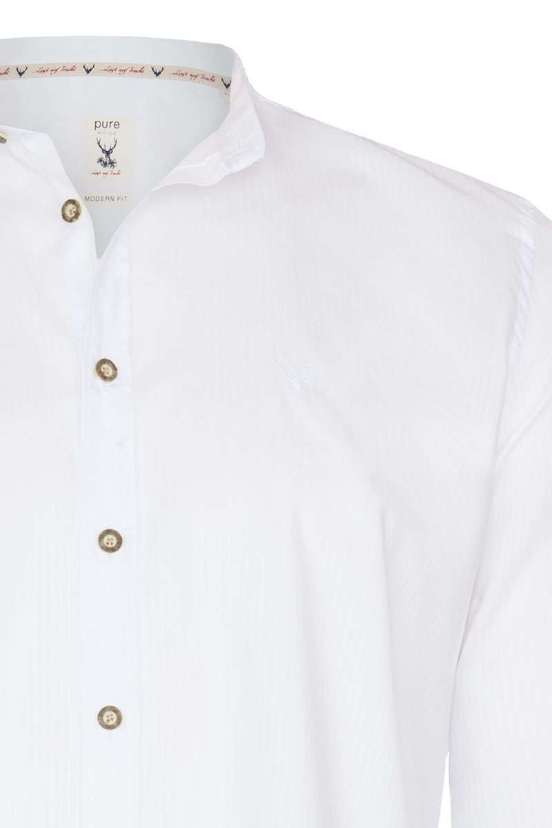 Trachtenhemd Stehkragen mit Streifenmuster weiß Bild 2