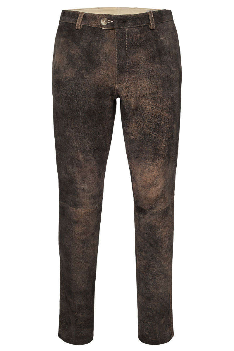 Herren Chino Lederhose lang antikbraun Bild 2