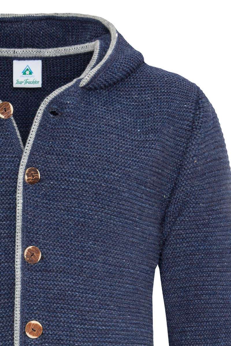 Herren Trachtenstrickjacke mit Kapuze jeansblau Bild 2