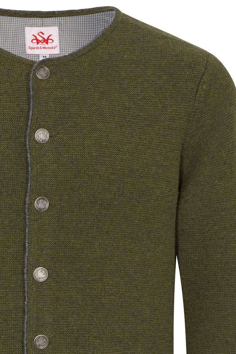Herren Trachten-Strick-Jacke olivgrün grau Bild 2