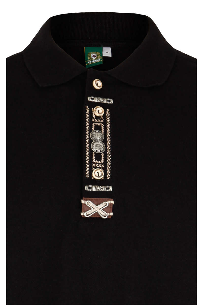 Herren-Trachten-Poloshirt schwarz Bild 2