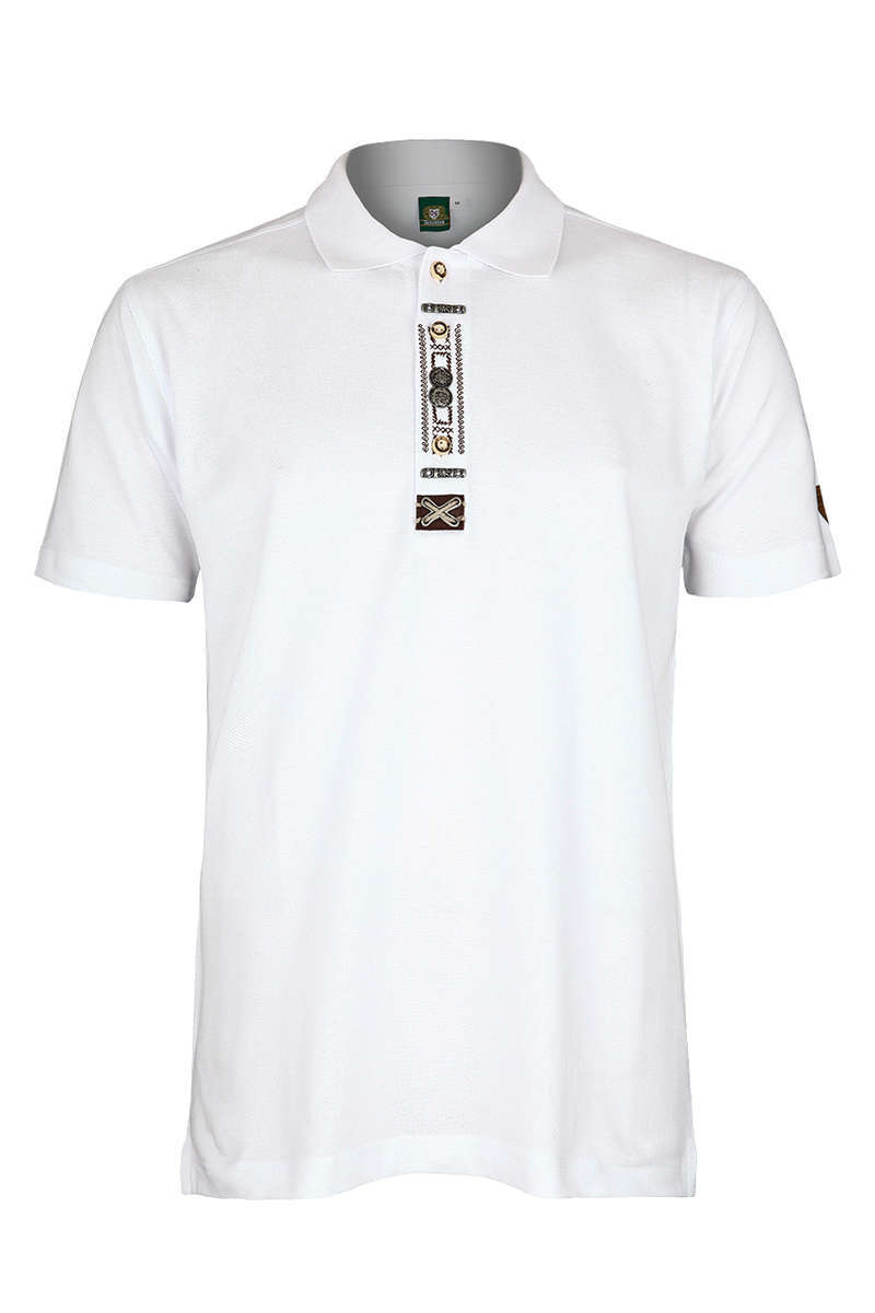 Herren-Trachten-Poloshirt weiß