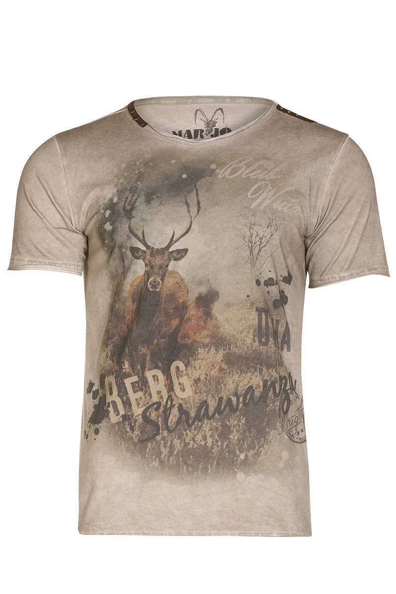 Herren T-Shirt mit Hirsch braun
