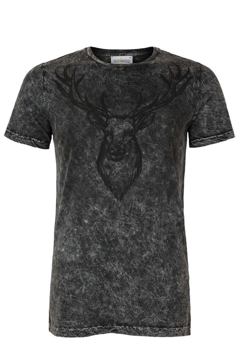 Herren Trachten T-Shirt Hirsch Black