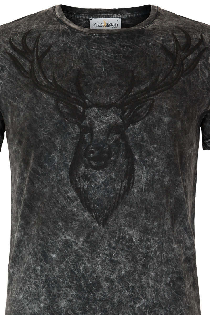 Herren Trachten T-Shirt Hirsch Black Bild 2