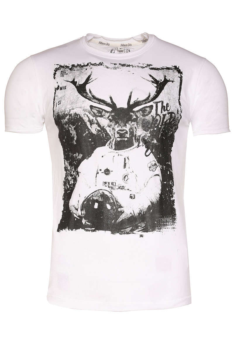 Herren T-Shirt Hirschastronaut weiss