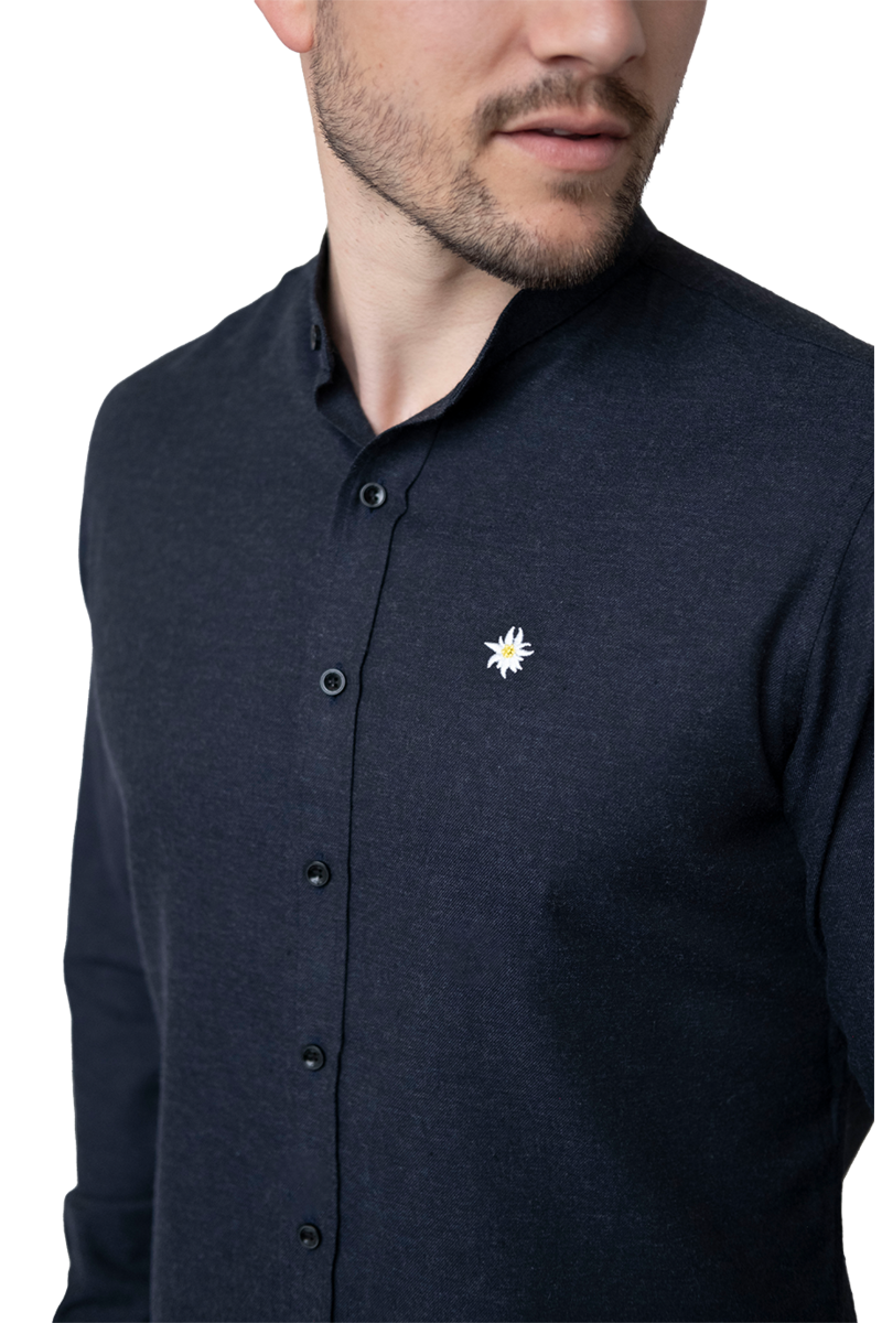 Herren Trachtenhemd langarm dunkelblau Bild 2