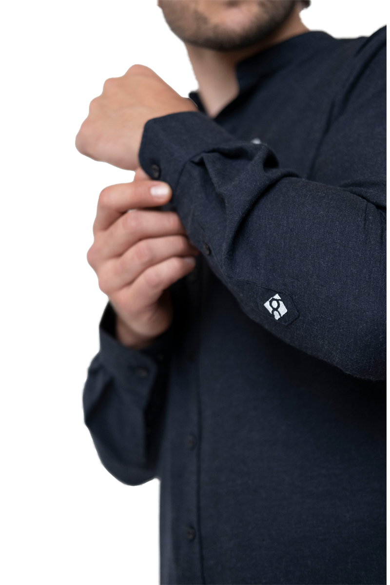Herren Trachtenhemd langarm dunkelblau Bild 2