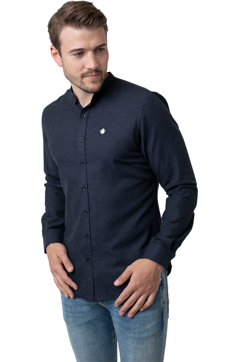Herren Trachtenhemd langarm dunkelblau Bild 2