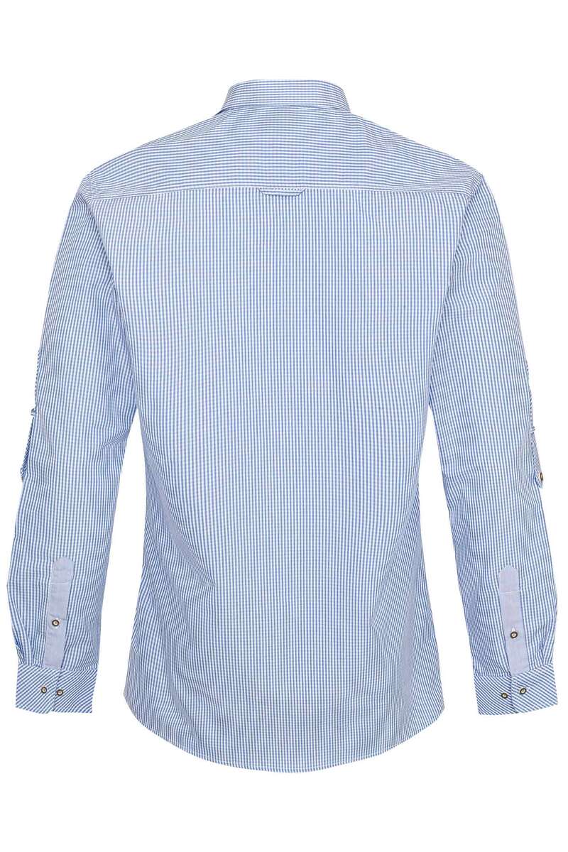 Trachtenhemd Slim Fit hellblau kariert Bild 2