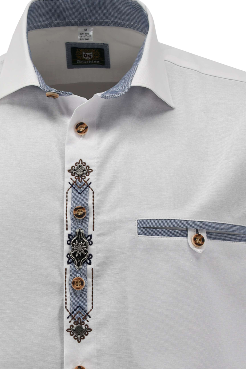 Herren Trachtenhemd Landhausstil mit Kurzarm wei Bild 2