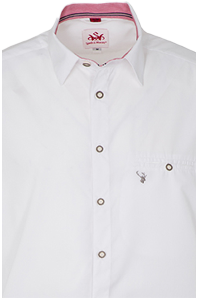 Herren Kurzarm Trachtenhemd Slim fit wei rot Bild 2