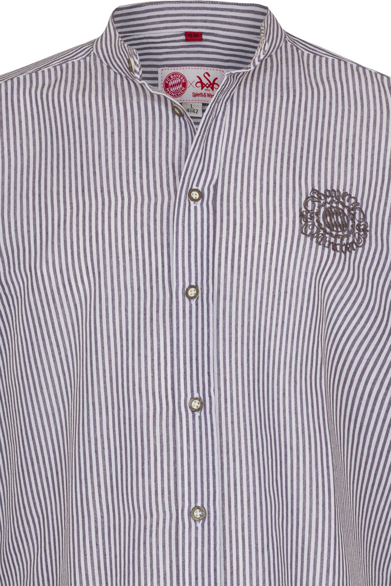 Herren Trachtenhemd Slim Fit mit FCB-Logo wei/grau Bild 2