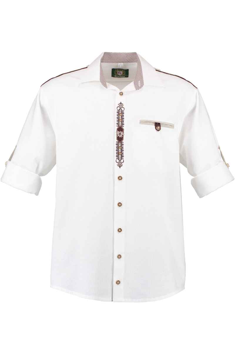 Trachtenhemd Landhausstil mit Krempelarm wei Bild 2
