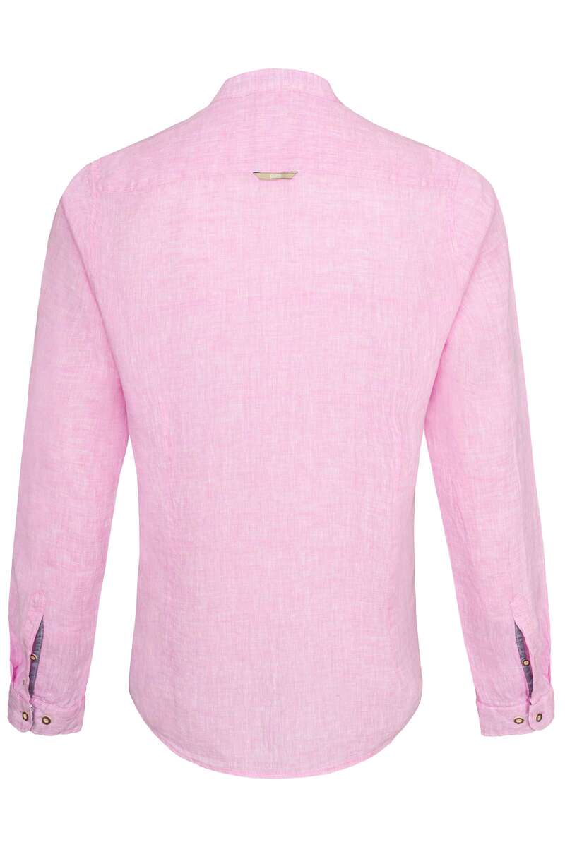 Herren Trachten Leinenhemd Stehkragen Slim rosa Bild 2