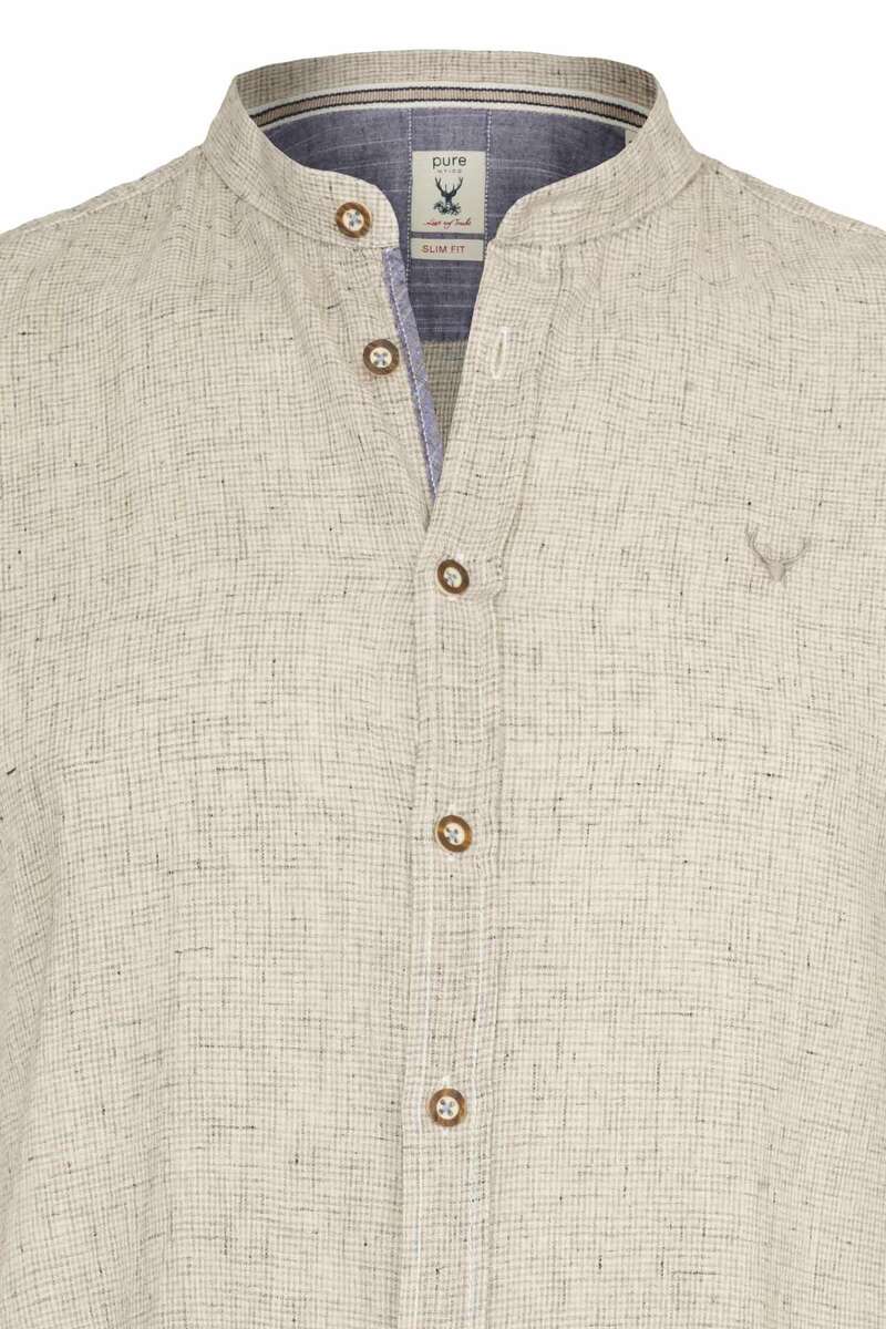 Herren Trachtenhemd Leinen-Baumwolle grau Bild 2