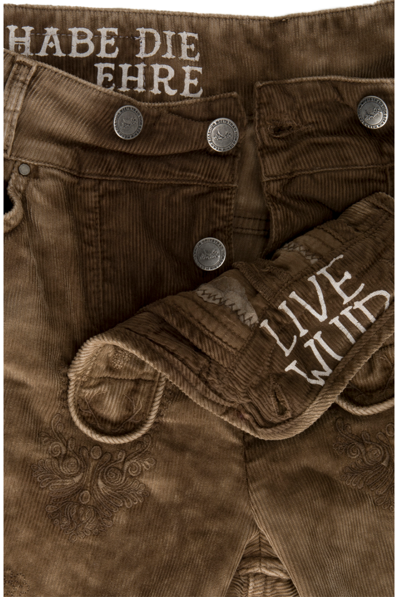 Herren Trachtencordhose 'Lederhosenstyle' schlamm Bild 2