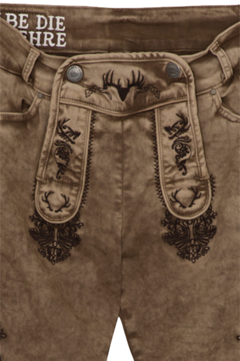 Herren Jeansbermuda 'Lederhosenlook' schlamm Bild 2