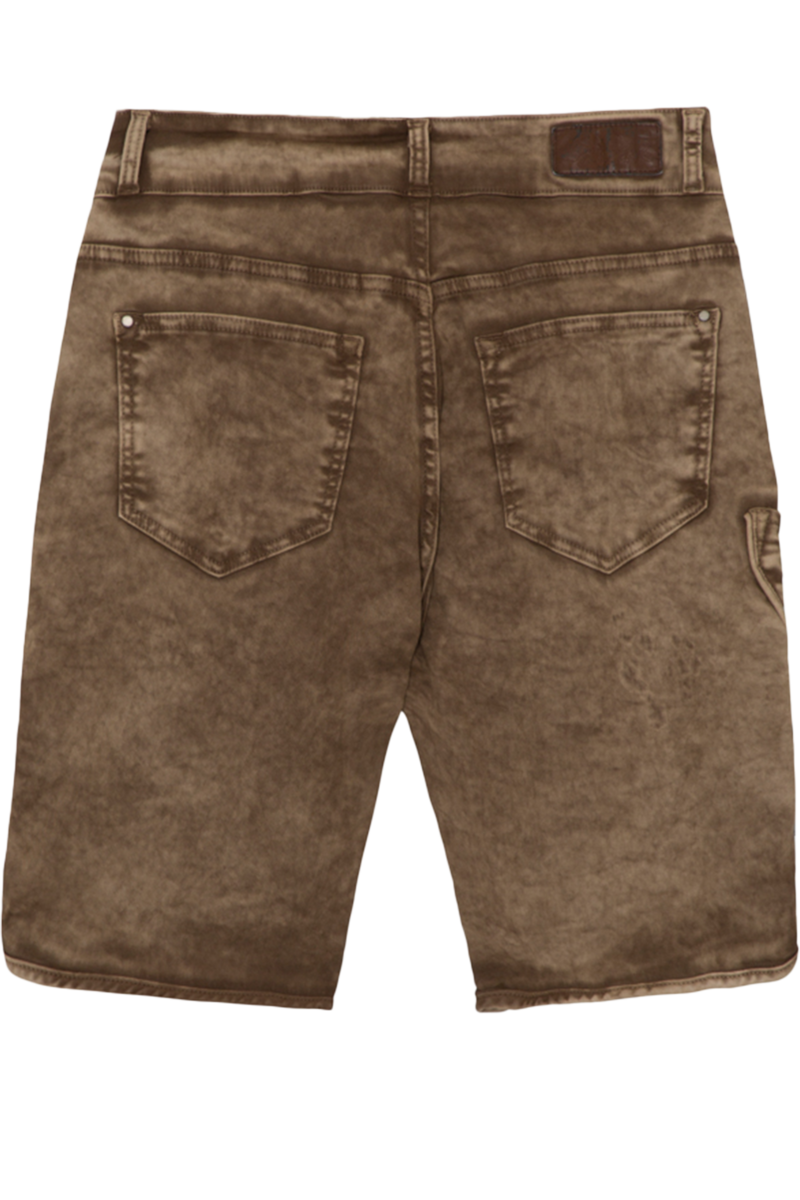 Herren Jeansbermuda 'Lederhosenlook' schlamm Bild 2