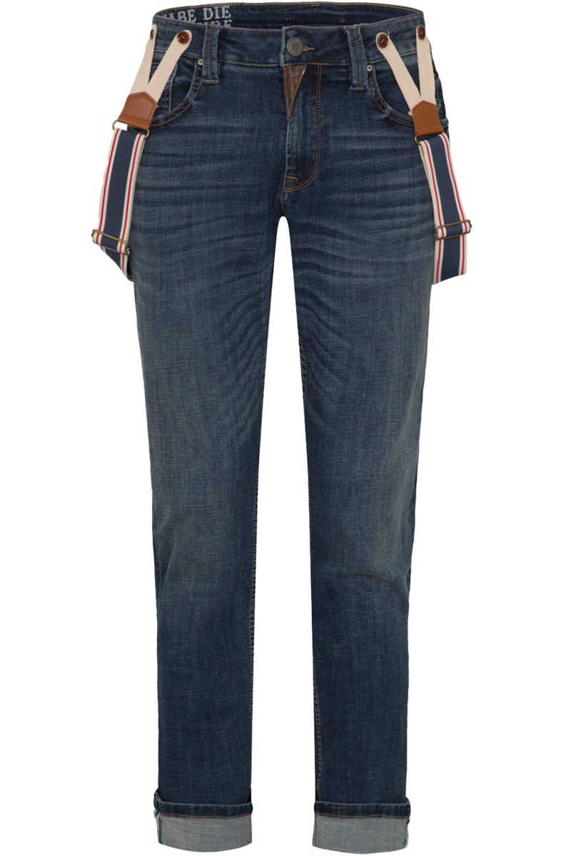 Herren Trachtenjeans mit Hosentrger dunkelblau