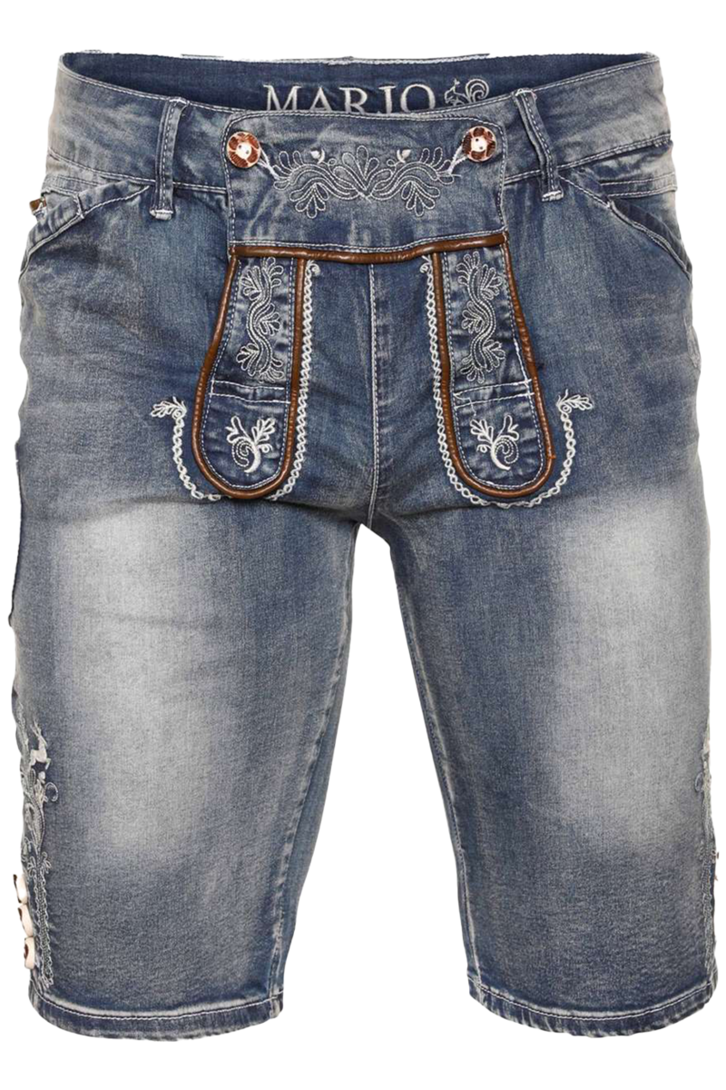 Herren Trachtenjeans 'Lederhose' kurz blau