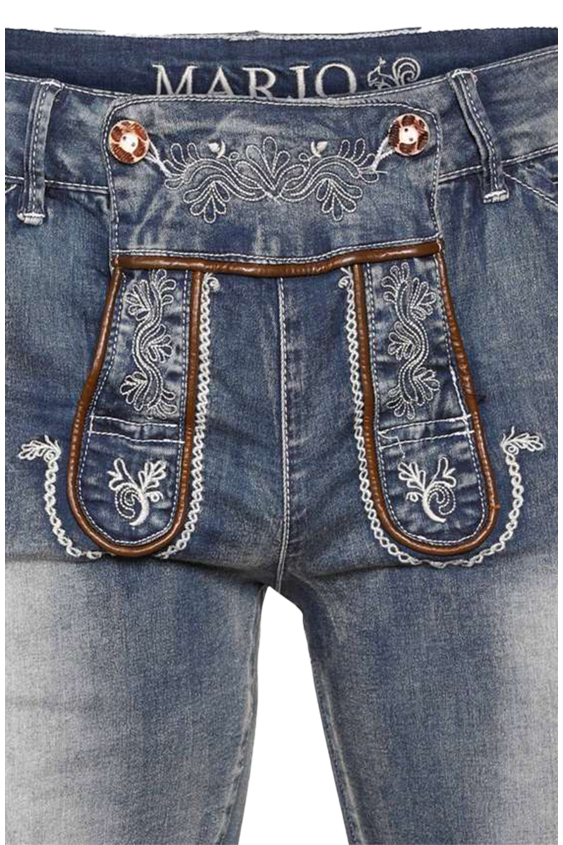 Herren Trachtenjeans 'Lederhose' kurz blau Bild 2
