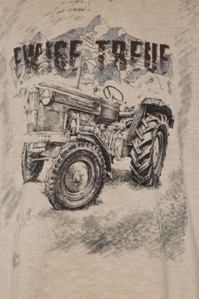 Herren Trachtenshirt 'Traktor' beige Bild 2