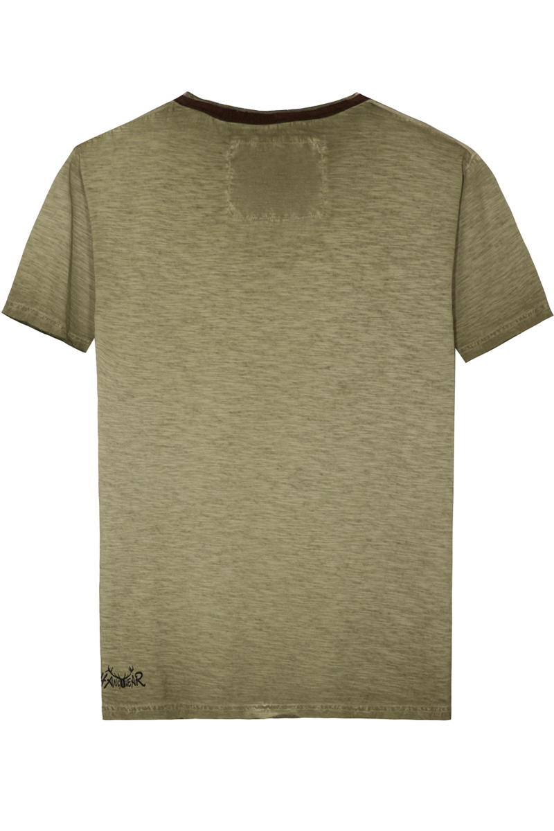 Herren Shirt Biermotiv 'I bin scho wieda unterhopft' oliv Bild 2