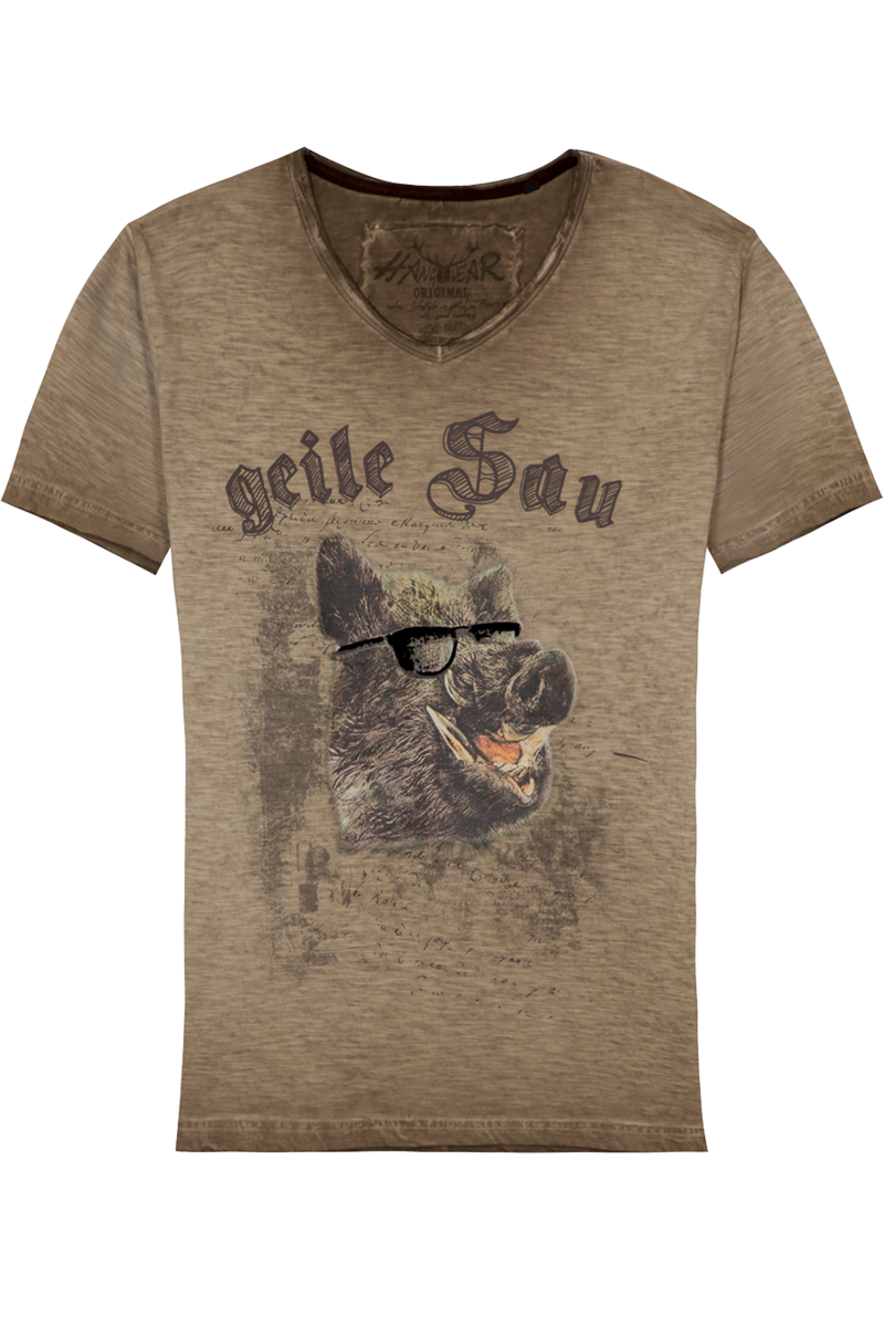 Herren T-Shirt 'geile Sau' hellbraun
