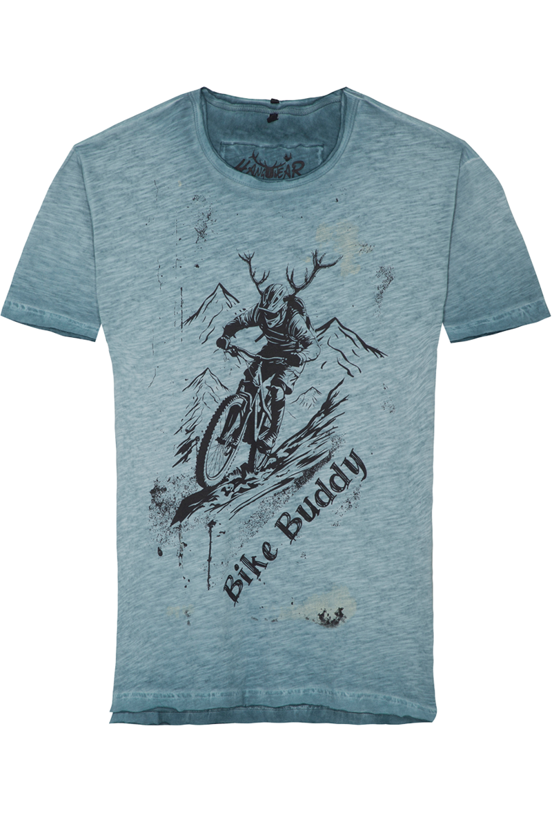 Herren T-Shirt 'Bike Buddy' Bio-Baumwolle trkis