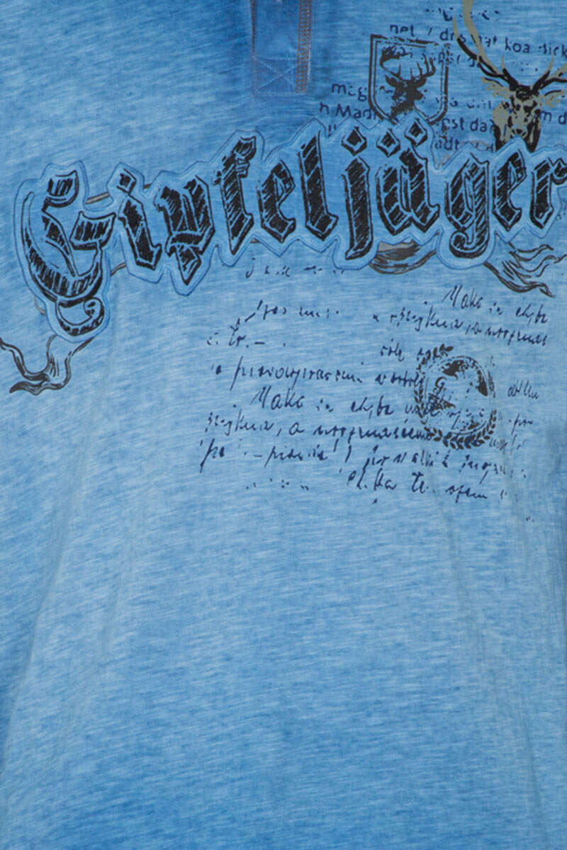 Herren Trachten Poloshirt im Used-Look 'Gipfeljäger' blau Bild 2