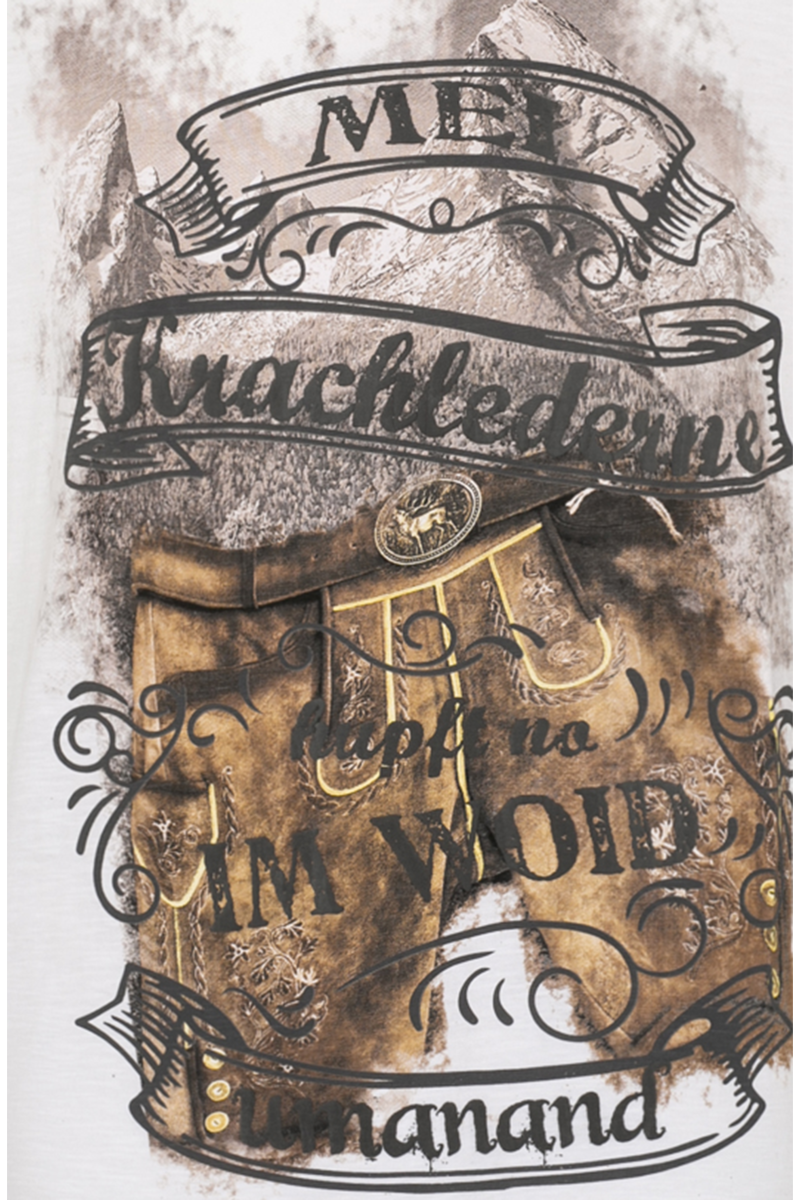 Herren Trachtenshirt 'Mei Krachlederne' wei Bild 2