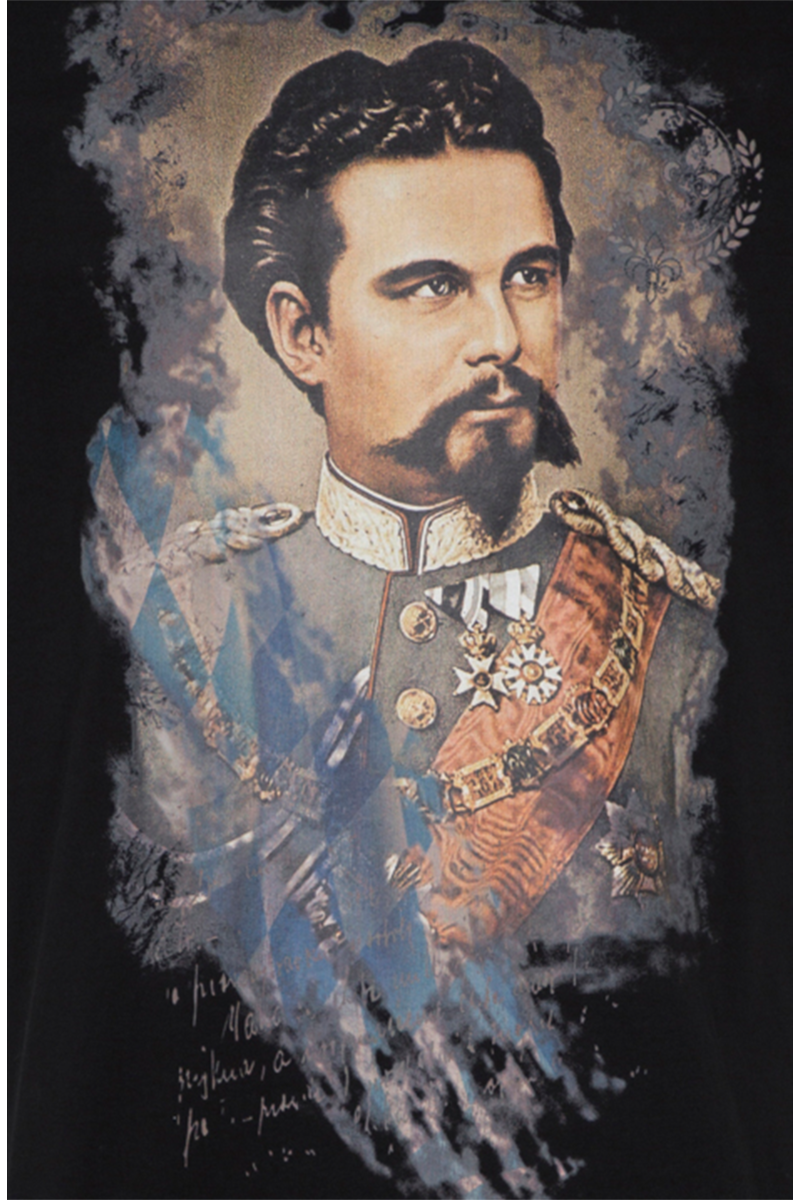 Herren T-Shirt mit bayerischem Mrchenknig Ludwig II schwarz Bild 2