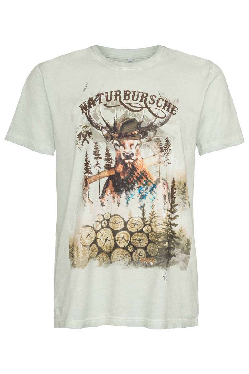 Herren T-Shirt 'Naturbursche' mittelgrau