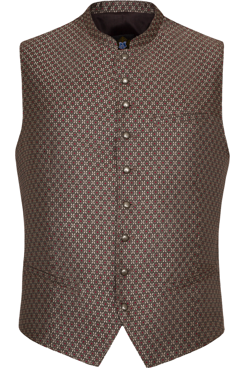 Herren Trachtenweste Slim-Fit braun gemustert