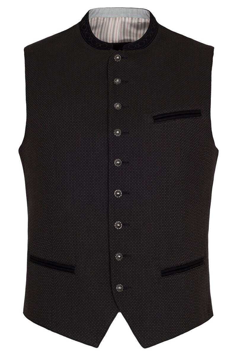 Herren Trachtenweste Slim-Fit schwarz gemustert