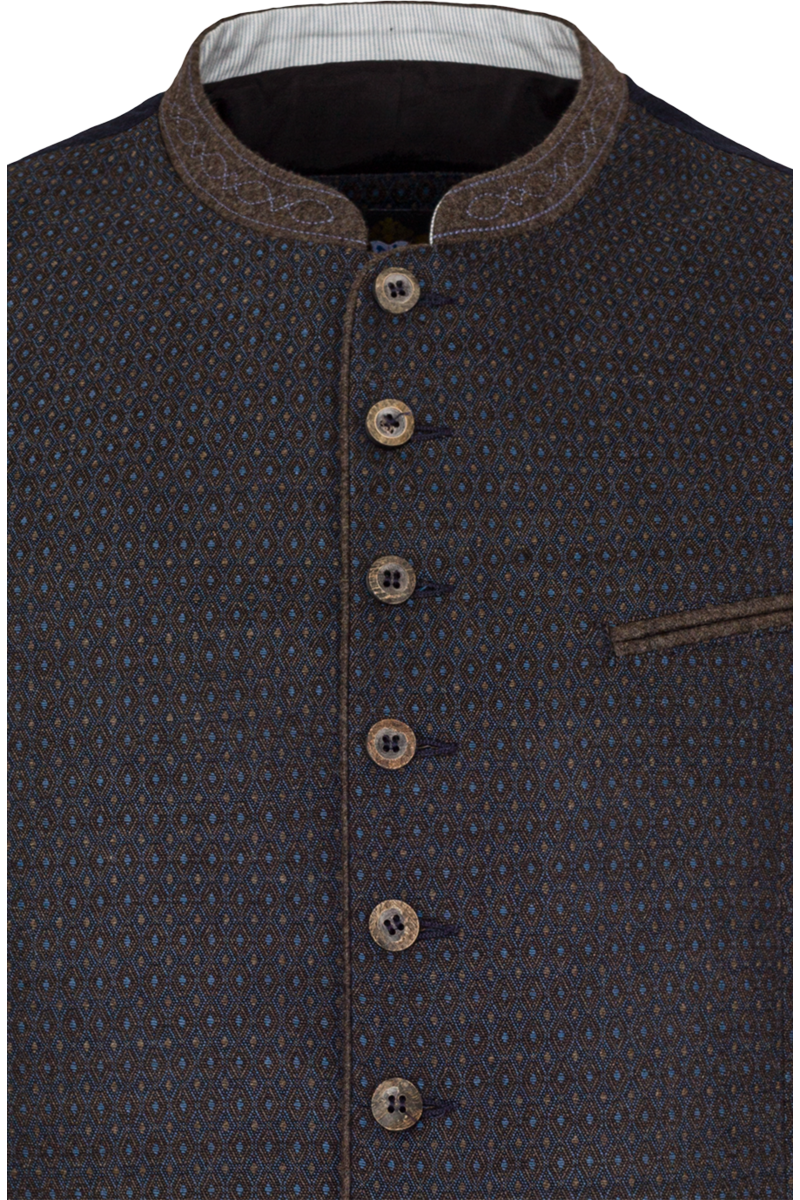 Trachtenweste Slim-Fit blau braun Bild 2