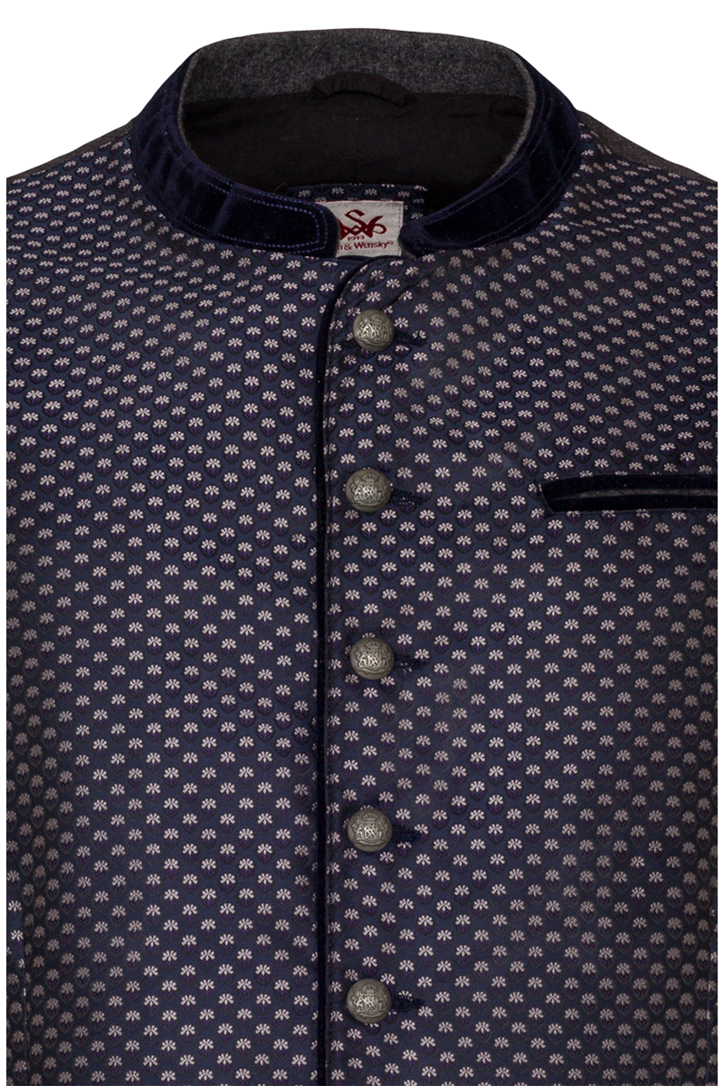 Herren Trachtenweste mit Samt-Details blau Bild 2