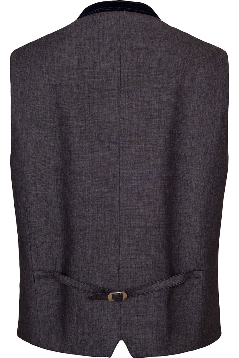 Herren Trachtenweste mit Samt-Details blau Bild 2