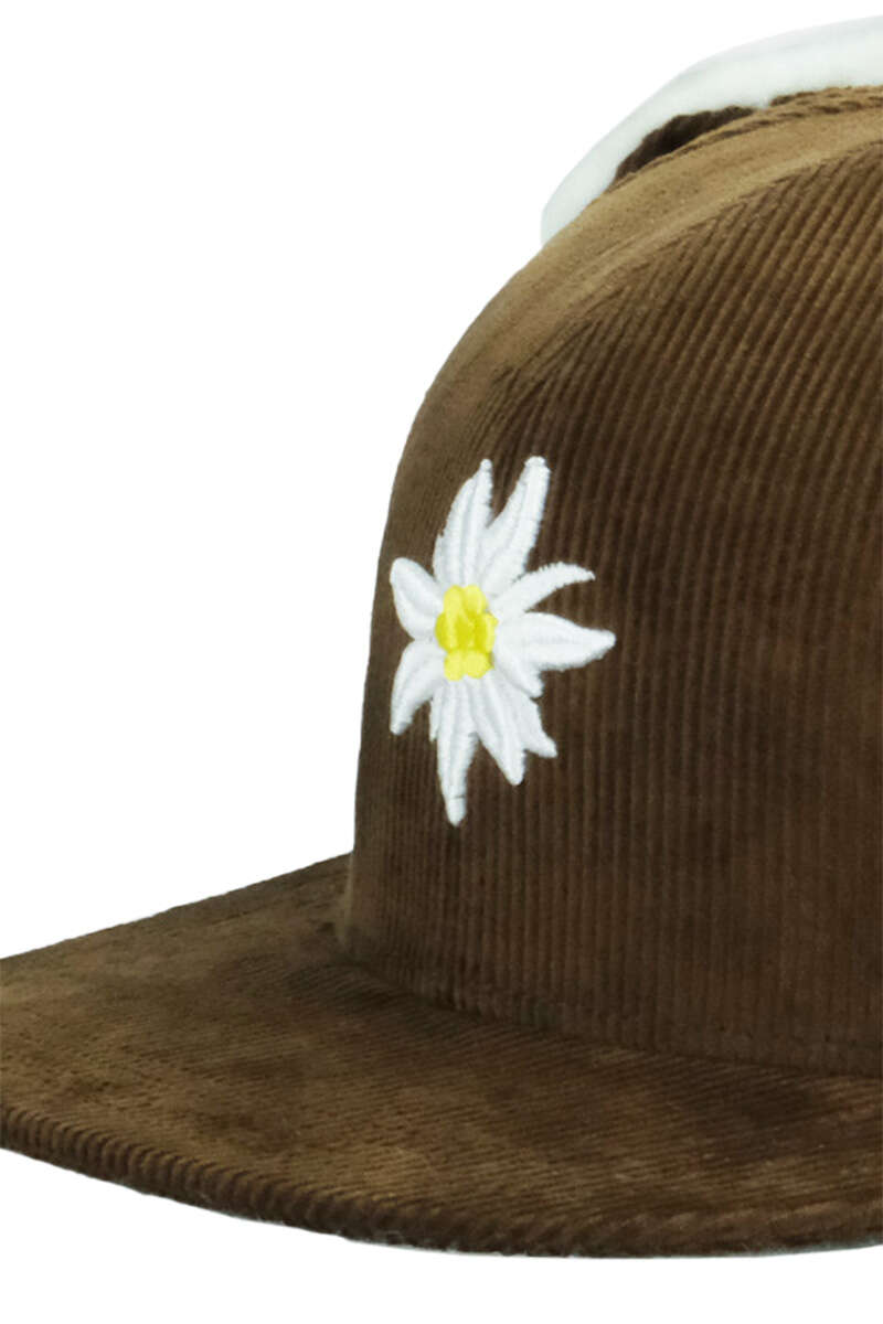 Kord-Strapback Cap mit Ohrenwrmern Edelwei dunkelbraun Bild 2