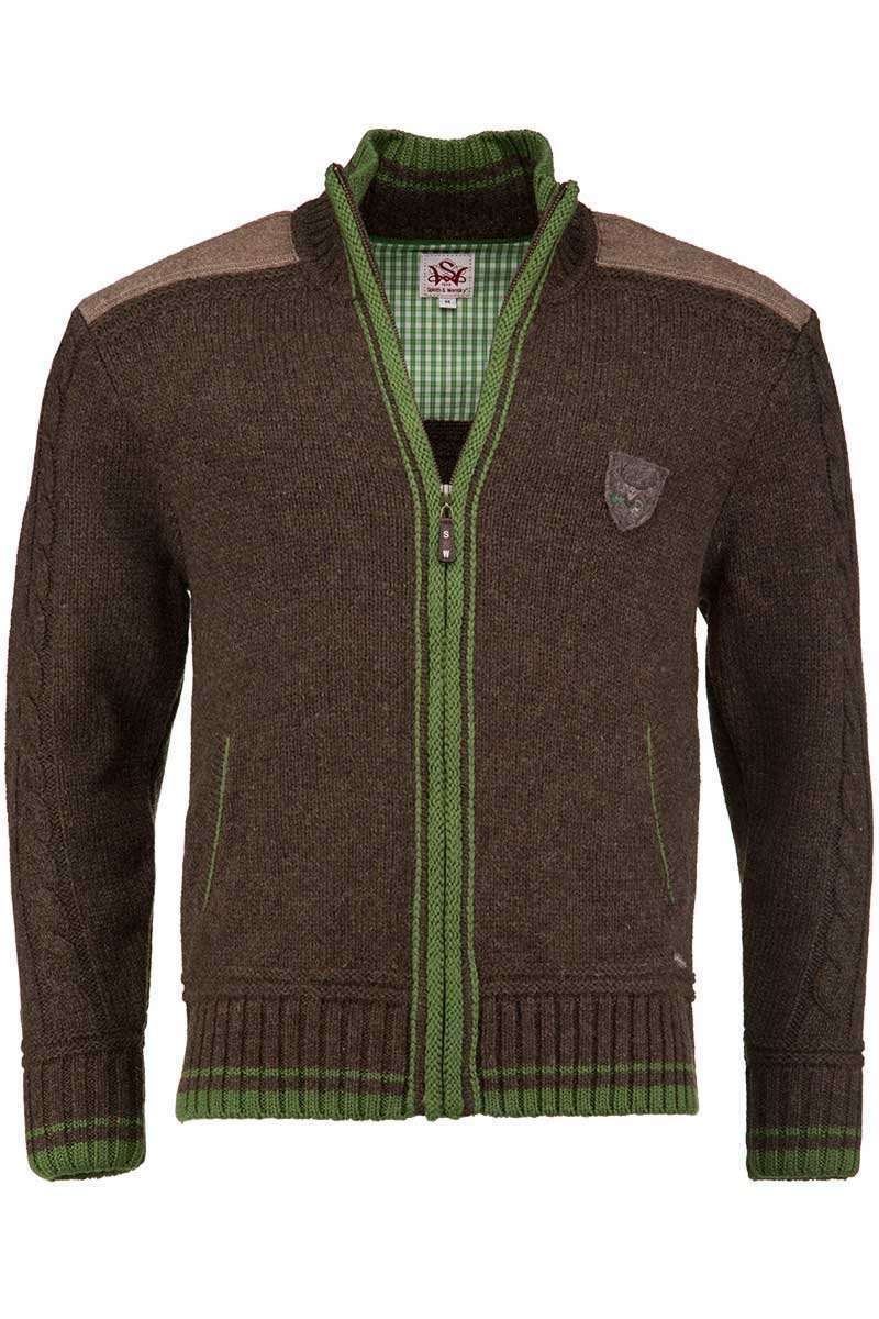 Trachten Strickjacke braun/grn 'Hannes'