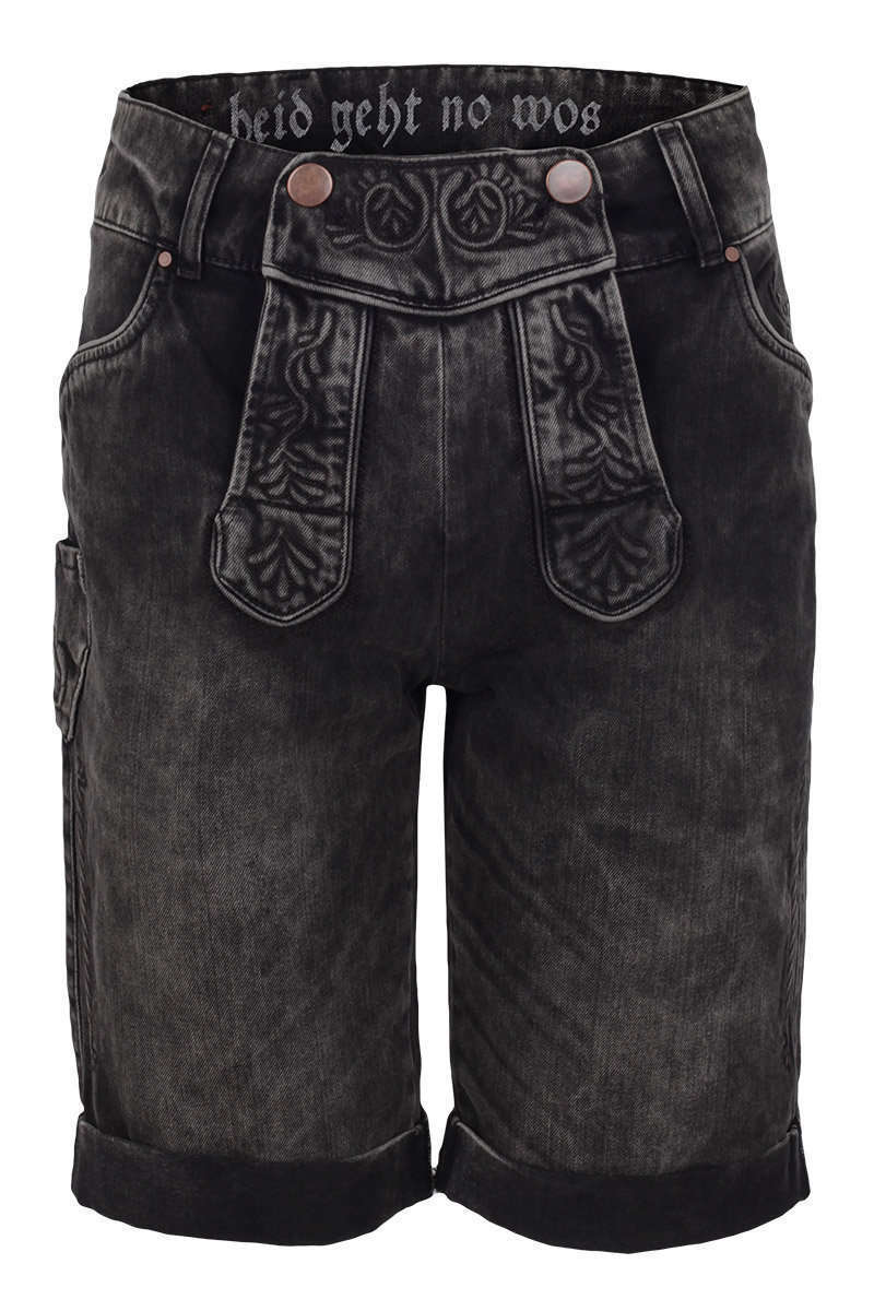 Jeans 'Lederhose' braun grau Bild 2