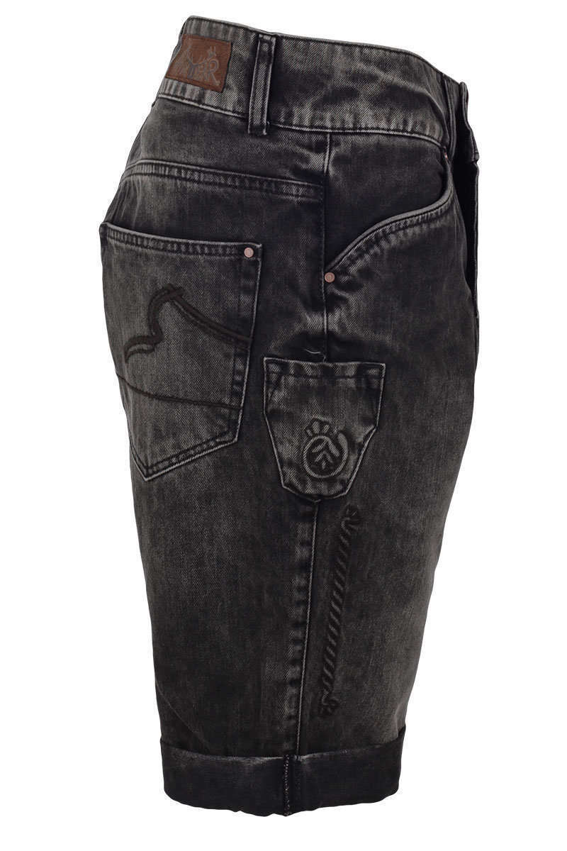 Jeans 'Lederhose' braun grau Bild 2