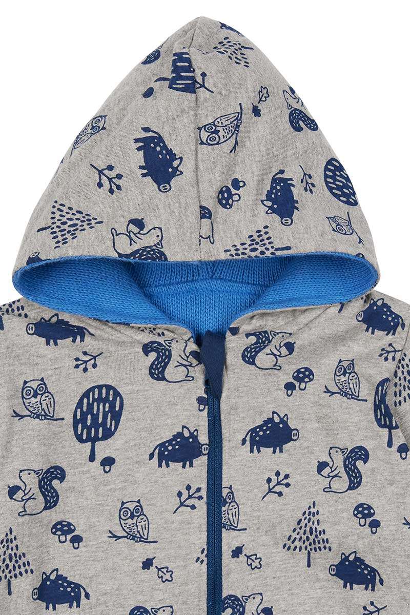 Wendejacke mit Kapuze Waldtiere Baby und Kleinkind indigoblau grau Bild 2