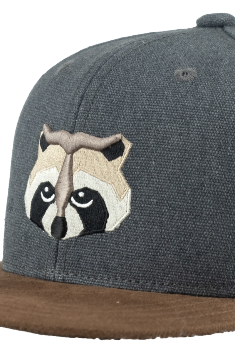 Kinder Cap mit Waschbr-Design und Canvas-Look dunkelgrau Bild 2