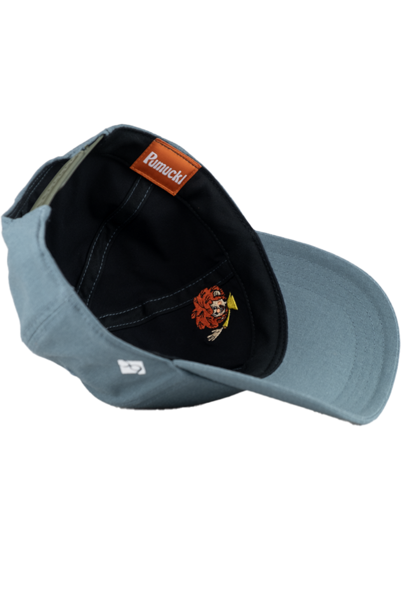 Kinder Cap aus Baumwoll Leinen Mix mit Pumuckl Stickerei graublau Bild 2